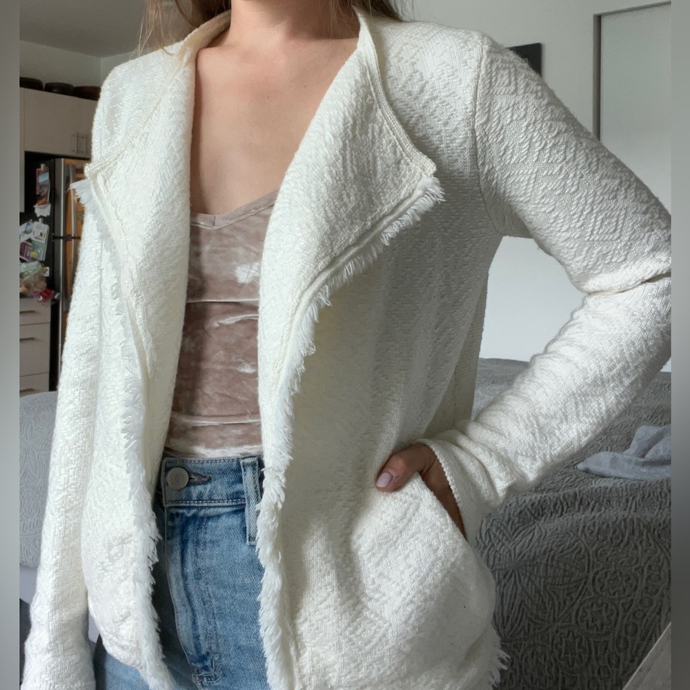 Faherty White Knit Open Sweather Size S